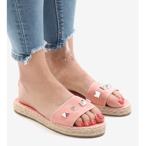 Pink jeans slippers 7087 studs 1 Pink jeans slippers 7087 studs 1