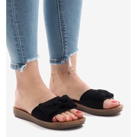 Black slippers with a bow 6376-1 1