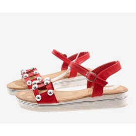 Red wedge sandals with an elastic 35-128 1