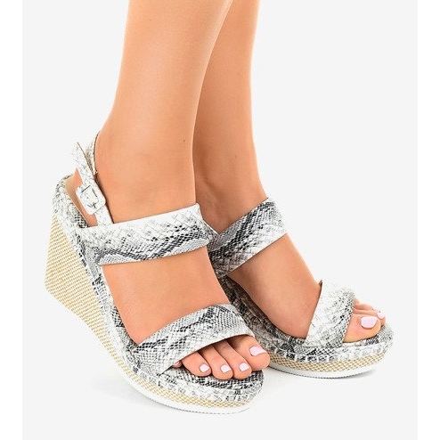 Snake wedge sandals U-6291 white 1