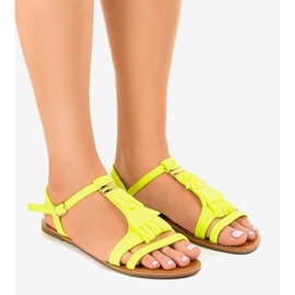Yellow flat sandals with a WL137-1 buckle 1