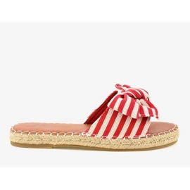 Red flip-flops with a Z-23 bow in stripes white 1