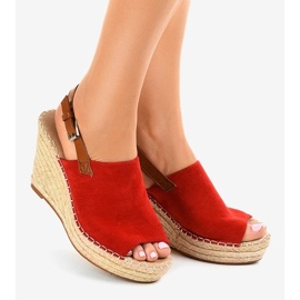 Red wedge sandals KA-20 espadrilles 1