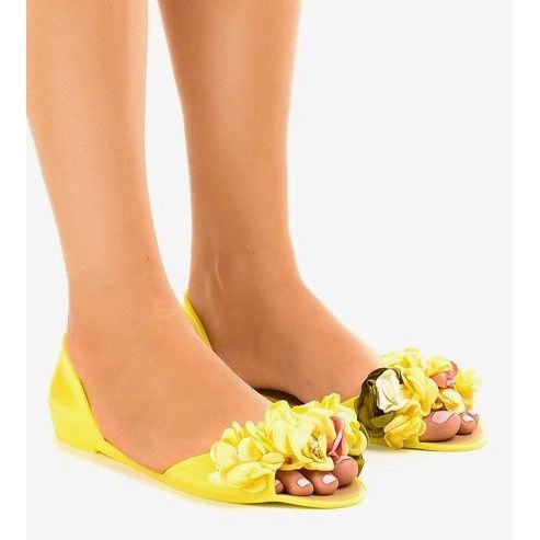 Yellow Meliski sandals with flowers AE20 1 Yellow Meliski sandals with flowers AE20 1