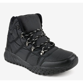 Black, insulated lace-up boots F118-1 1