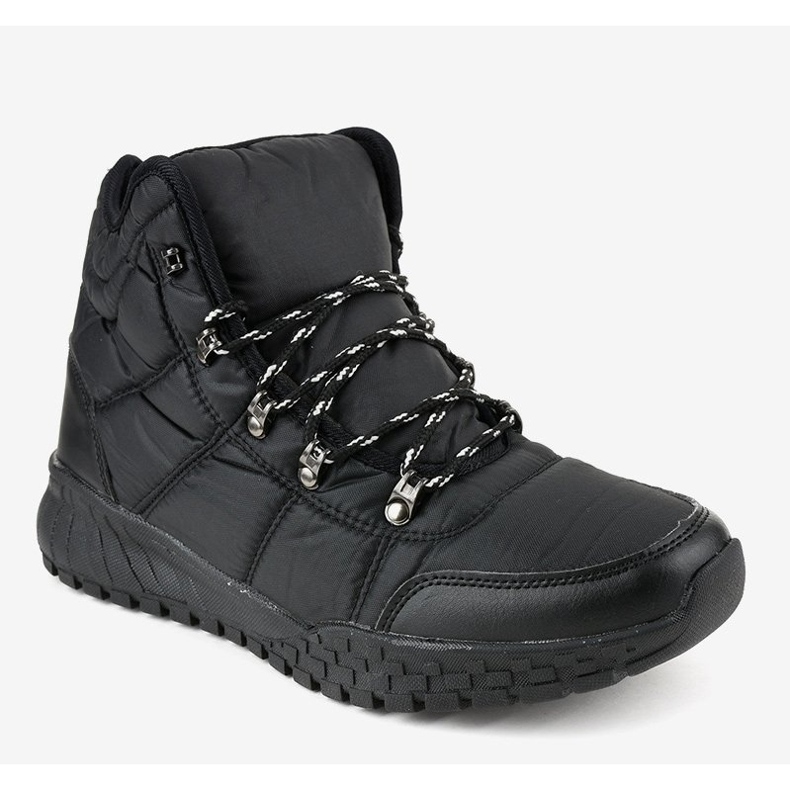 Black, insulated lace-up boots F118-1 1