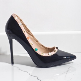 Black lacquered heels with studs 98273-114 1
