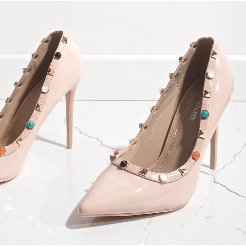 Pink lacquered heels with studs 98273-114 1