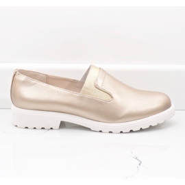 Gold slip-on shoes on the XC683-3 platform golden 1