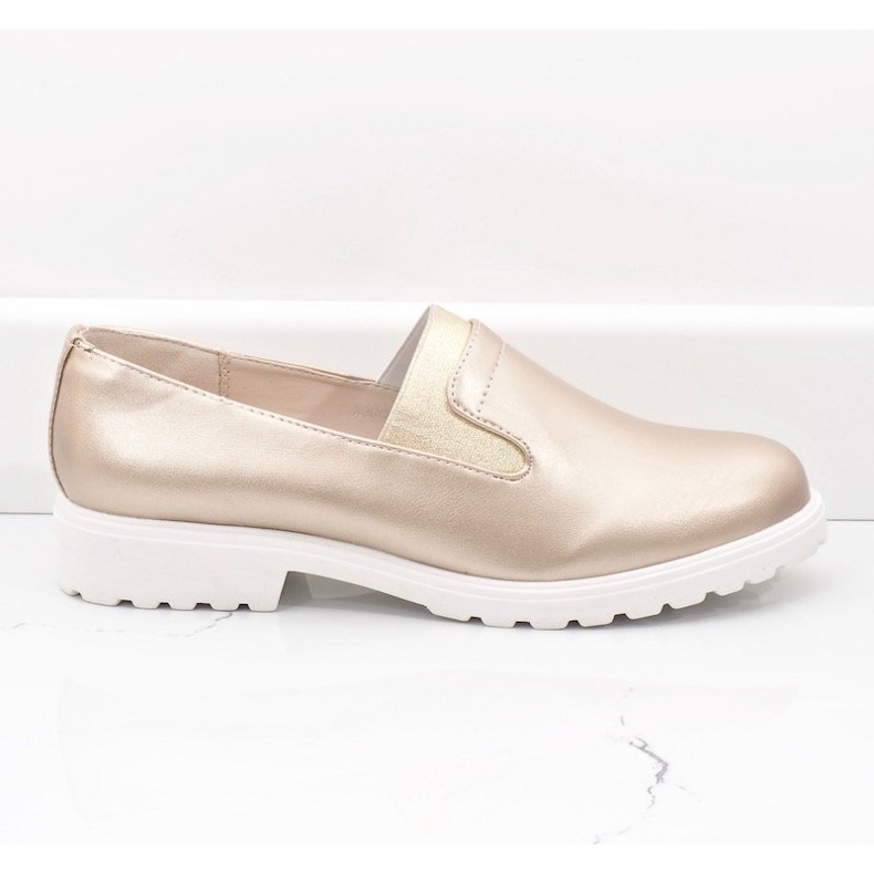 Gold slip-on shoes on the XC683-3 platform golden 1