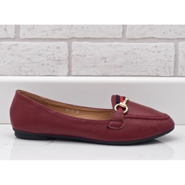Burgundy eco-leather ballerina loafers 9F177 red 1