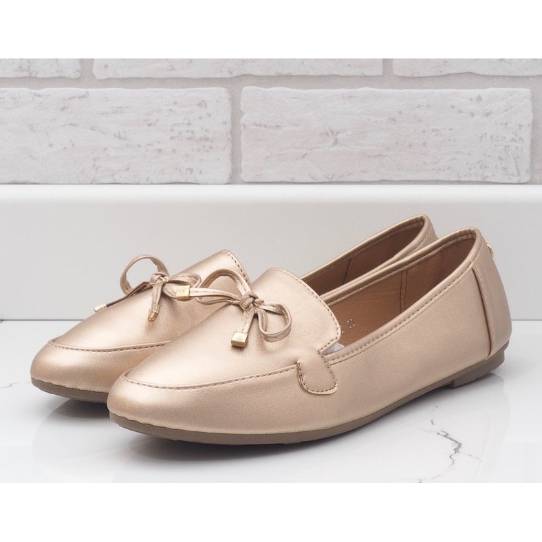 Golden leather ballerina loafers 9F175 1