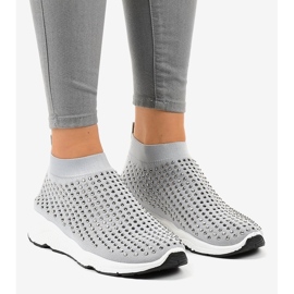 Gray sports shoes with LG27 cubic zirconias grey 1