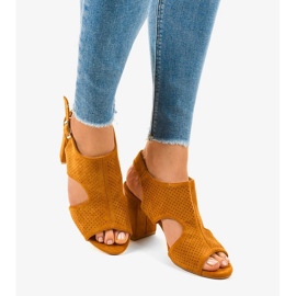 Camel openwork sandals with a cut 99-33A brown 1