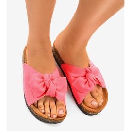 Pink decorated slippers with a WS9003-5 bow 1