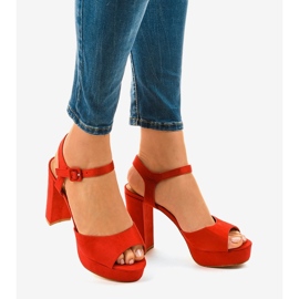 Red sandals on a post suede AT-0660-L 1