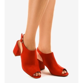 Red high-heeled sandals with an upper Z029 1