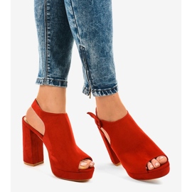 Red suede ankle boots on the 77-103 post 1