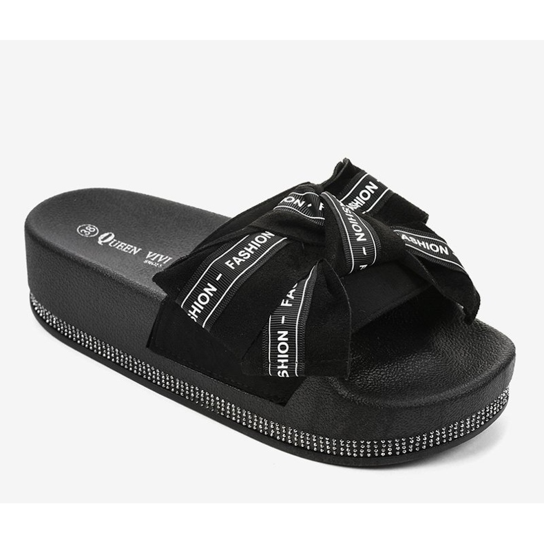 Black casual fashion slippers 218-207 1 Black casual fashion slippers 218-207 1