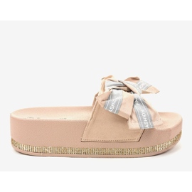 Beige casual fashion slippers 218-207 1