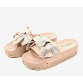Beige casual fashion slippers 218-207 2