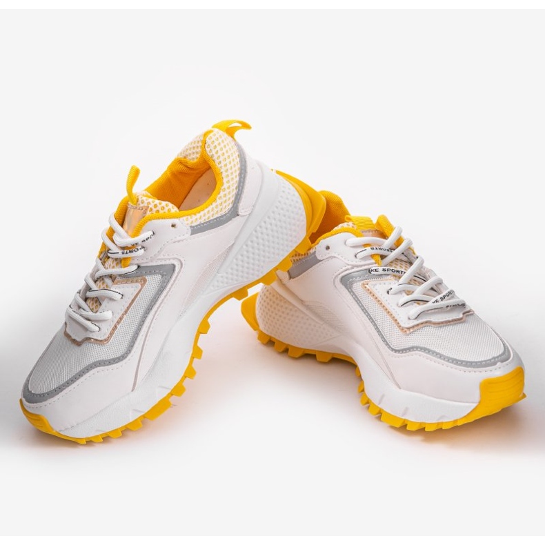 White sneakers with yellow RAL-69 inserts 1