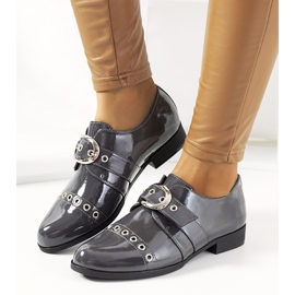 Gray lacquered shoes with a C18-6263-2 buckle grey 1 Gray lacquered shoes with a C18-6263-2 buckle grey 1