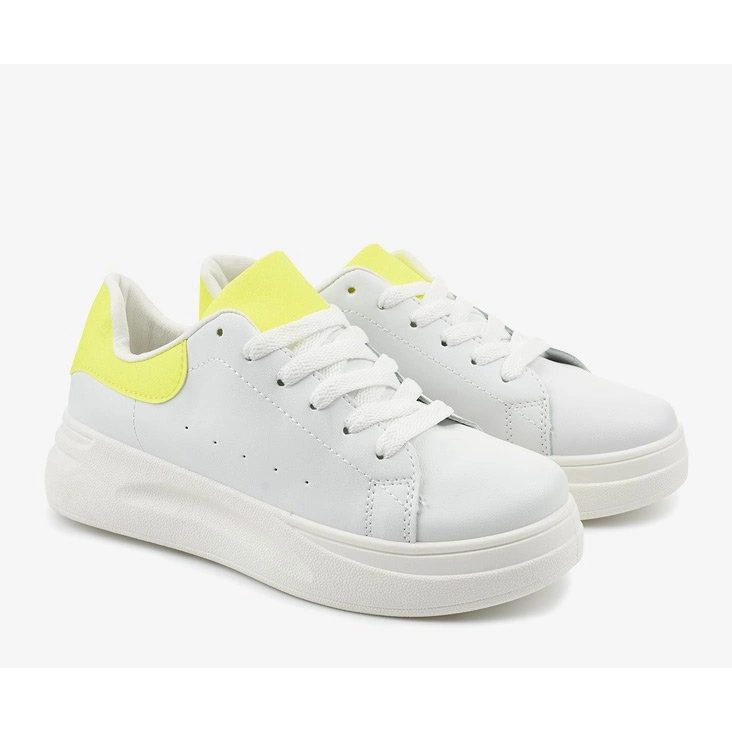 White shiny sneakers LLQ204-10 yellow 1