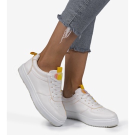 White sneakers with yellow inserts KK-203 1
