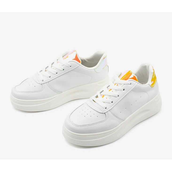 White shiny sneakers LLQ205-17 golden 1