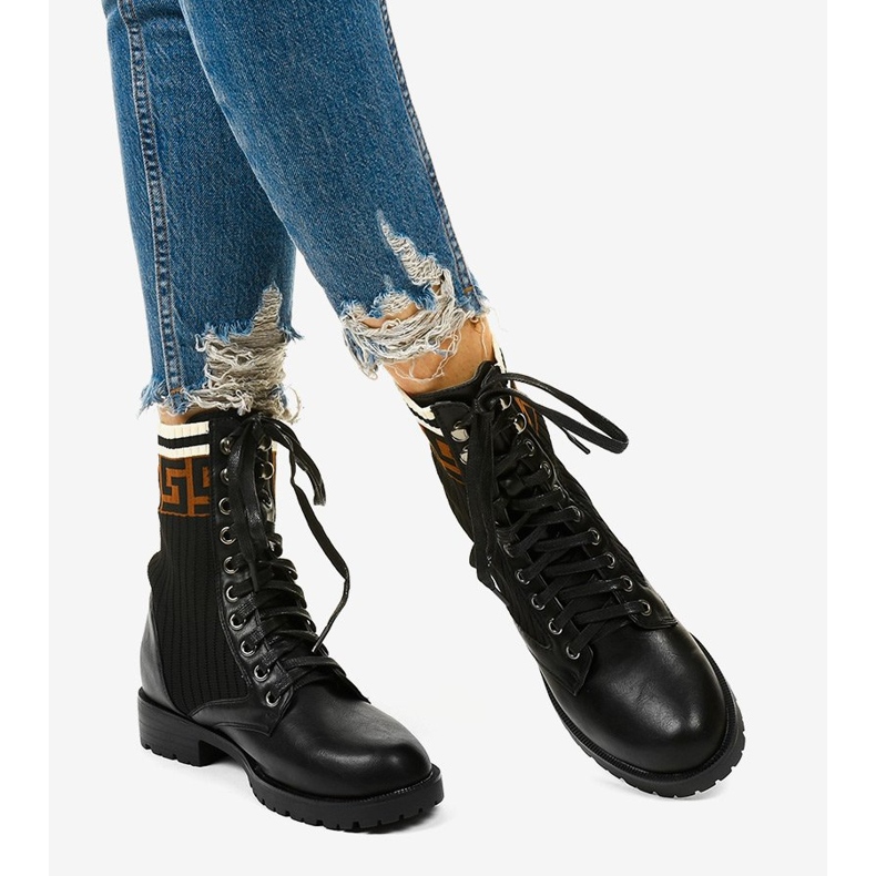 Black boots with a sock Ferniehill beige 1