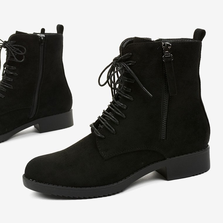 Black suede workery boots A8315 / A 1