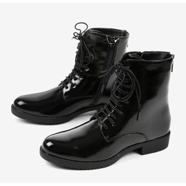 Women's black patent leather work boots A8316 / B 1