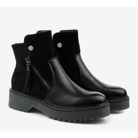Black eco-leather and eco-suede boots with Merriwa zipper 2