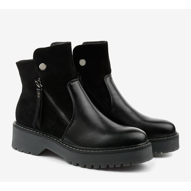 Black eco-leather and eco-suede boots with Merriwa zipper 2 Black eco-leather and eco-suede boots with Merriwa zipper 2