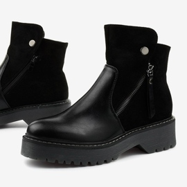 Black eco-leather and eco-suede boots with Merriwa zipper 1