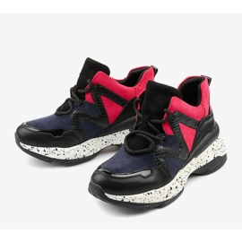 Black sports sneakers made of eco-leather-suede Clavelina red navy blue 1