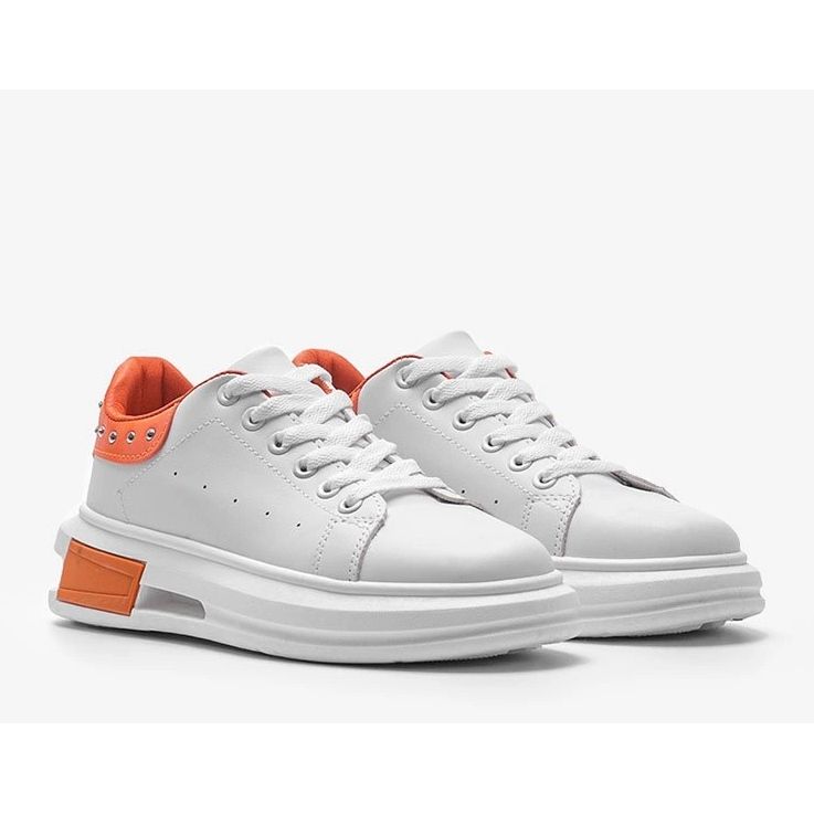 BM Taranto women's white and orange sneakers 1