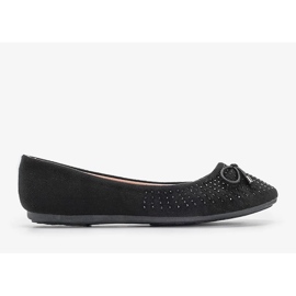 Black suede ballerinas with Larissa cubic zirconia 1