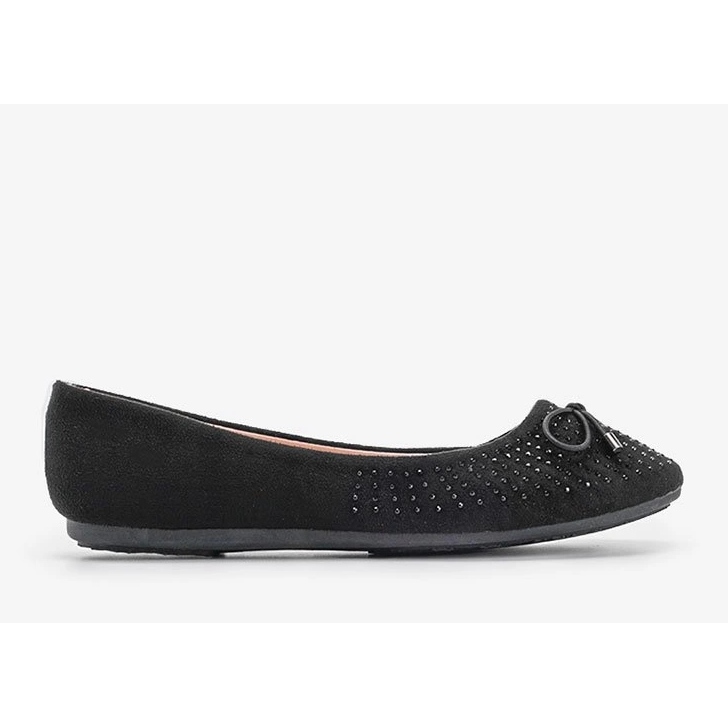 Black suede ballerinas with Larissa cubic zirconia 1