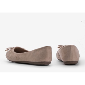 Beige suede ballerinas with Larissa cubic zirconia 1