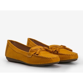 Yellow women's loafers with a Kassandra bow 1