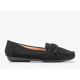 Ladies' black moccasins with a Kasandra bow 1