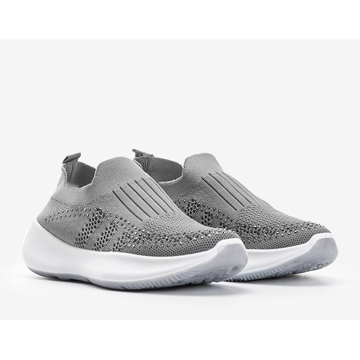 Gray sports shoes with cubic zirconia Mia grey 1