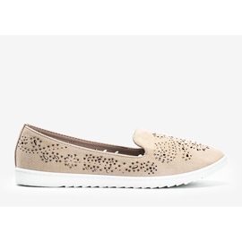 Beige openwork loafers with Brianna cubic zirconia 1