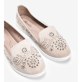 Beige openwork loafers with Brianna cubic zirconia 2