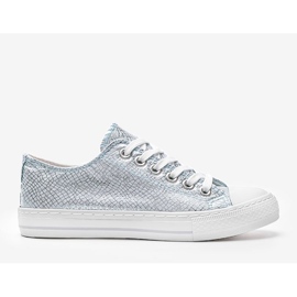 Blue sneakers with a metallic snake skin pattern Melinda 1