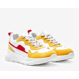 White sneakers with yellow Alexia accessories 1
