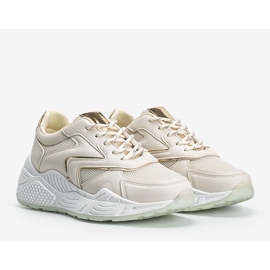 Beige sneakers with a thick sole with metallic Kenna details 1