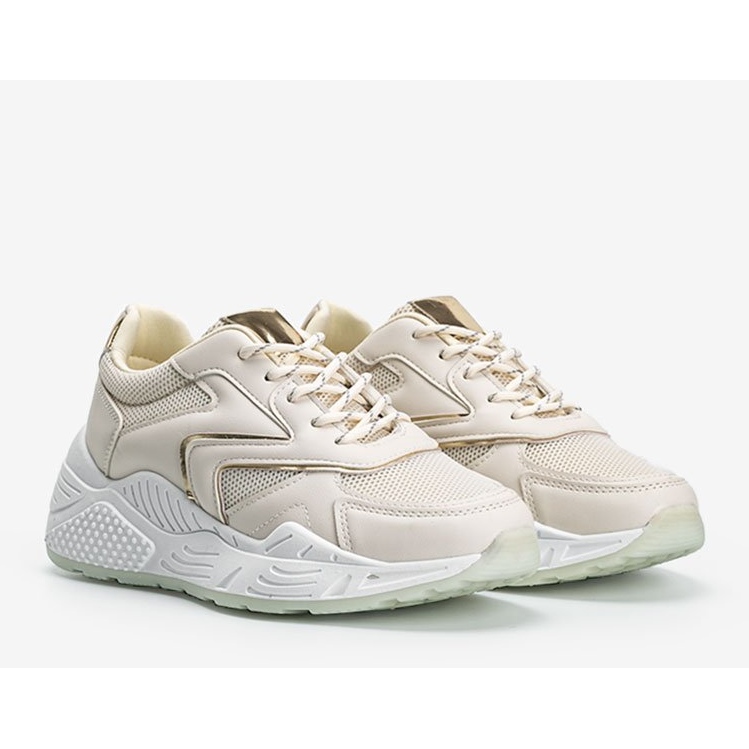 Beige sneakers with a thick sole with metallic Kenna details 1